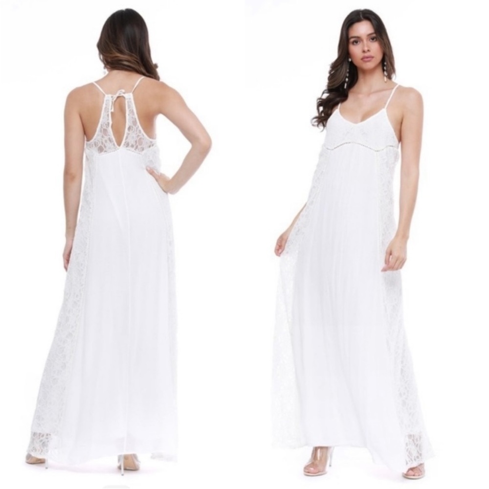 NWOT WHITE LACE Yuni Apparel BOHO MAXI DRESS